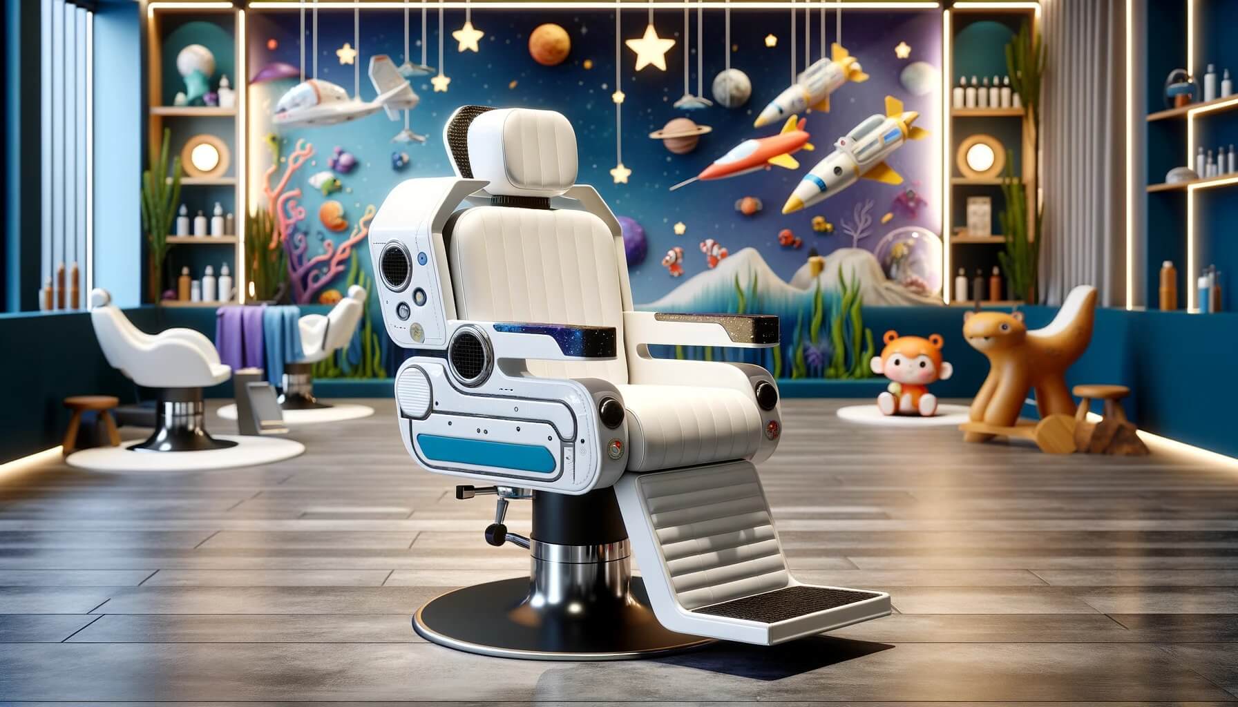 cadeira de barbearia para crianças com entretenimento