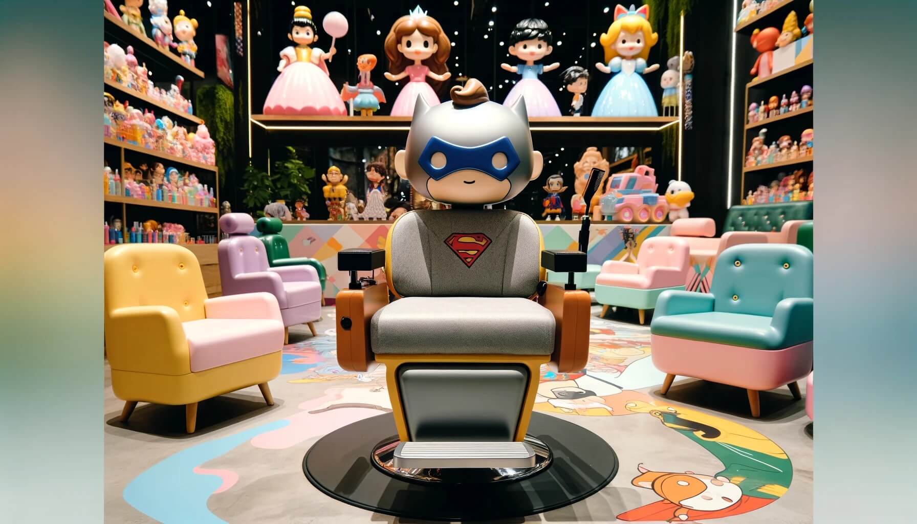 cadeira de barbearia para crianças temática